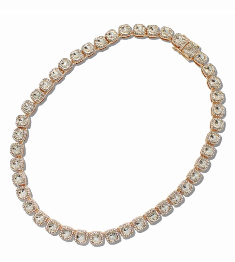Gold Clear Tennis Necklace