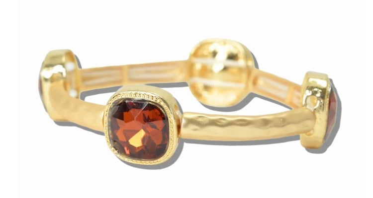 Gold Hammered Crystal Stretch Bracelet