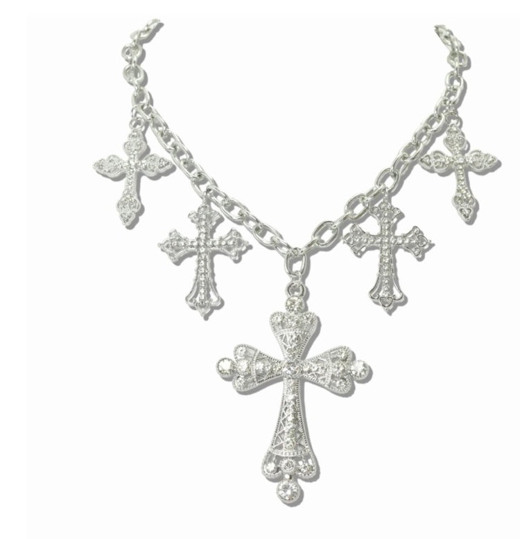 Cross Charms Statement Necklace