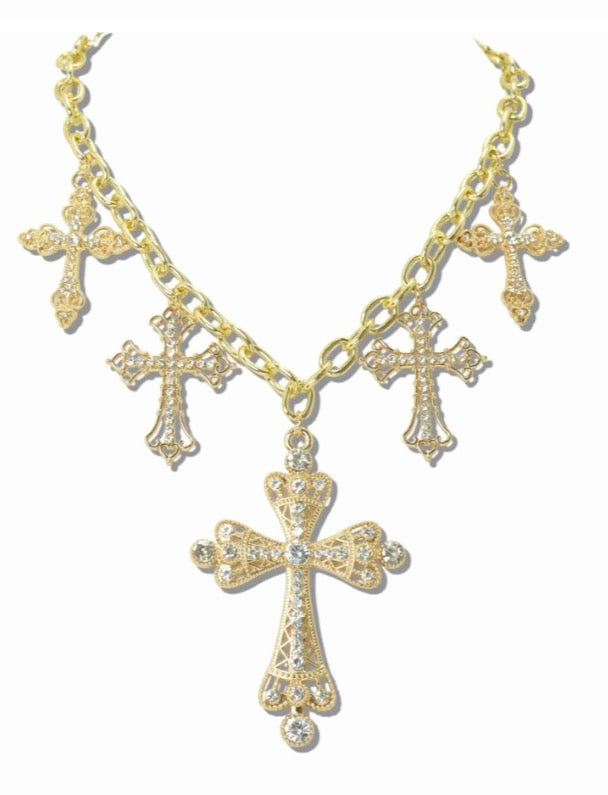 Cross Charms Statement Necklace