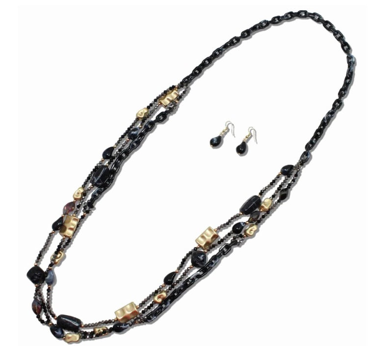 Long Multi-Strand Beaded Necklace