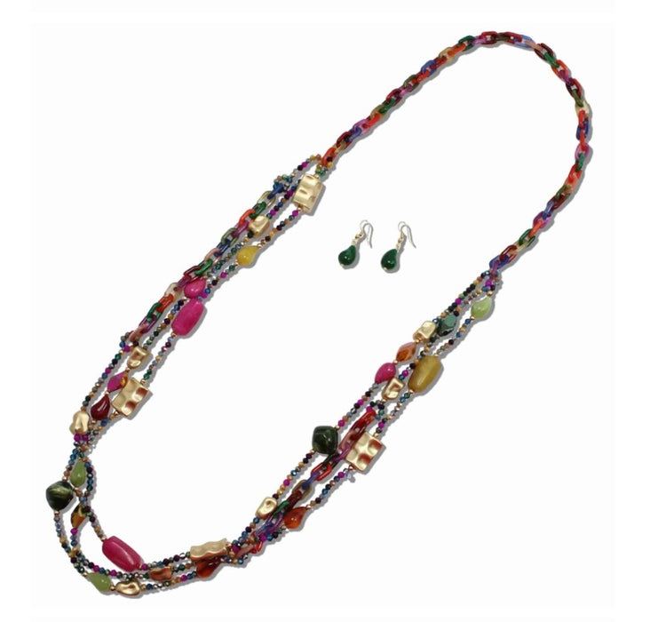 Long Multi-Strand Beaded Necklace