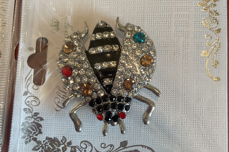 Multicolor Rhinestone Ladybug Brooch