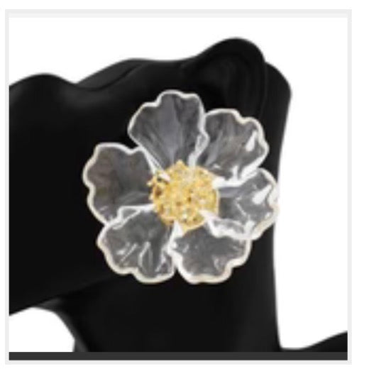 Clear Flower Translucent Earrings