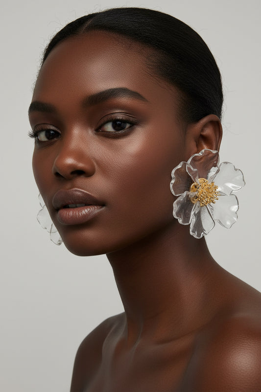 Clear Flower Translucent Earrings