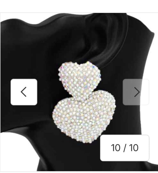 Rhinestone Pearl Heart Earrings