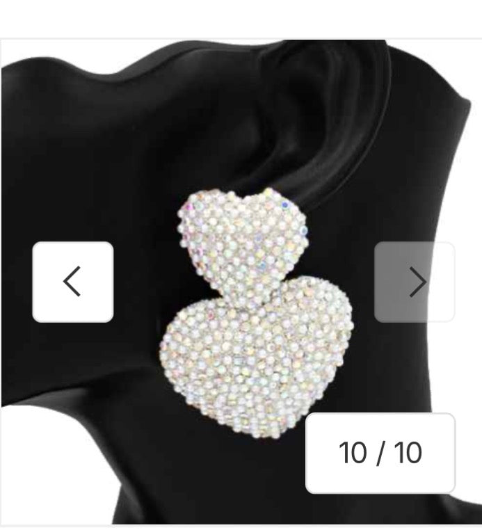 Rhinestone Pearl Heart Earrings