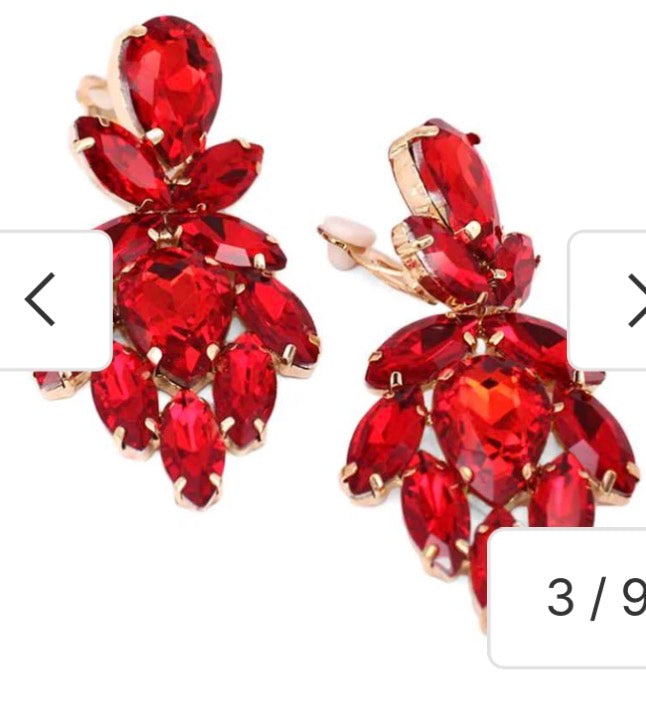 Clip-On Jewel Dangle Earrings