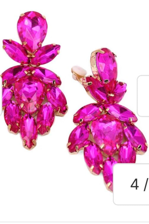 Clip-On Jewel Dangle Earrings