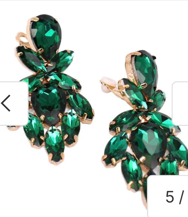 Clip-On Jewel Dangle Earrings