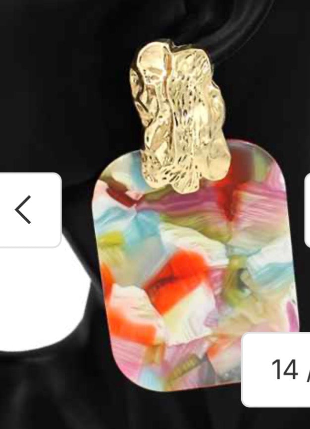 Large Size Marble Lightweight Statement Earrings