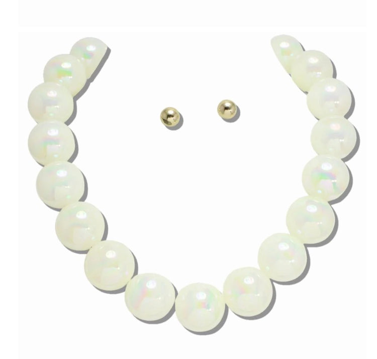 White AB Iridescent Bubble Necklace