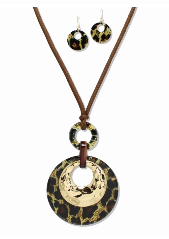 Long Leopard Disk Necklace