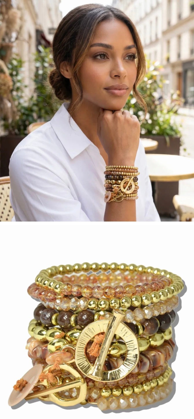 Brown Beaded Wrap Bracelet