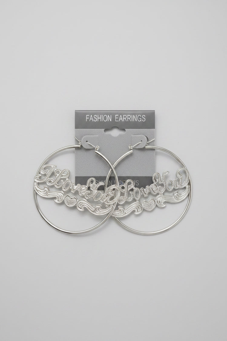 I Love You Hoops Earrings