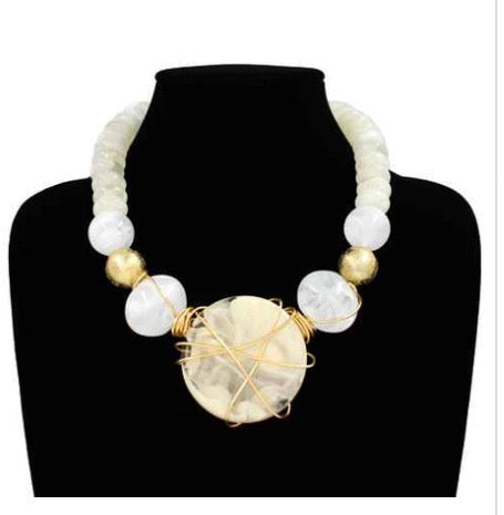 Stone Wire Statement Necklace