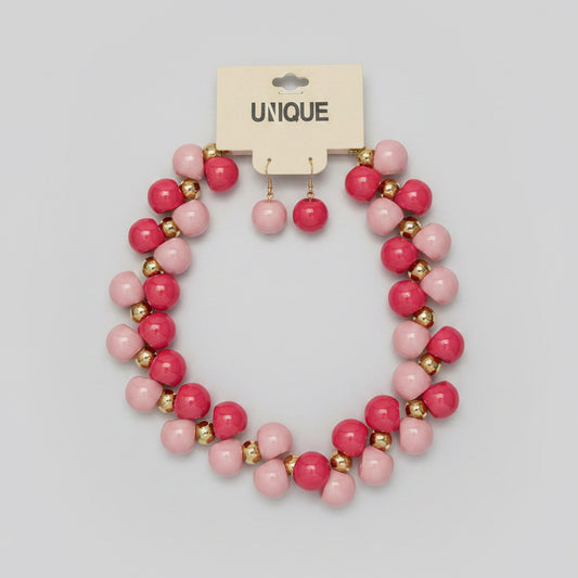 Pink Mix Bubble Necklace Set
