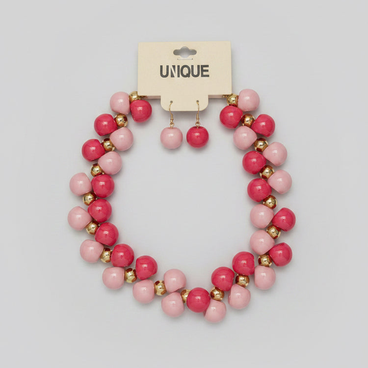 Pink Mix Bubble Necklace Set