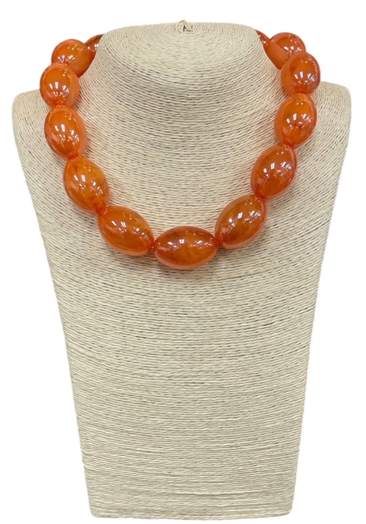 Orange Oval Bubble Necklace