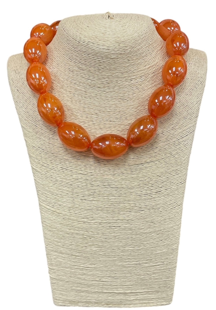 Orange Oval Bubble Necklace
