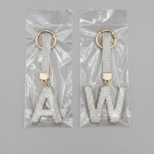 Silver Rhinestone Letter Initial Charm/Keychain