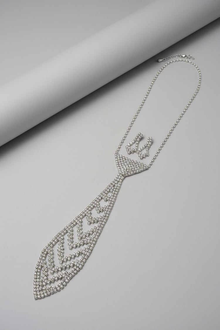 Rhinestone Tie Necklace