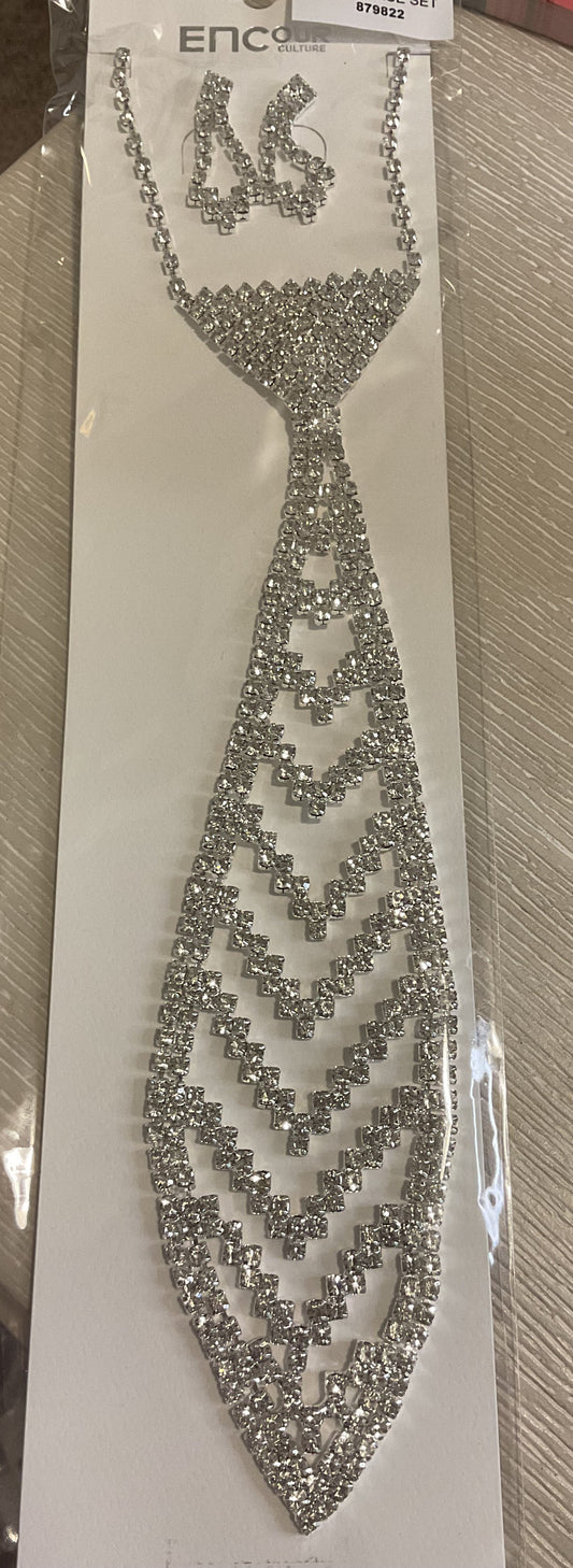 Rhinestone Tie Necklace