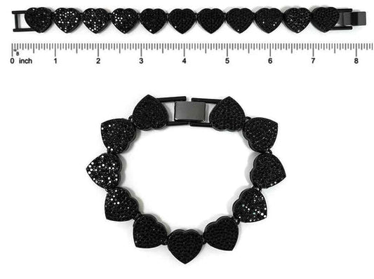 Black Heart Tennis Bracelet