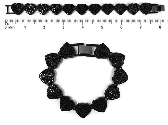 Black Heart Tennis Bracelet