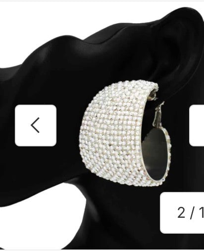 Rhinestone Pearl Chunky Hoops