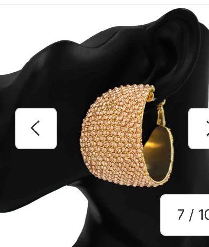 Rhinestone Pearl Chunky Hoops
