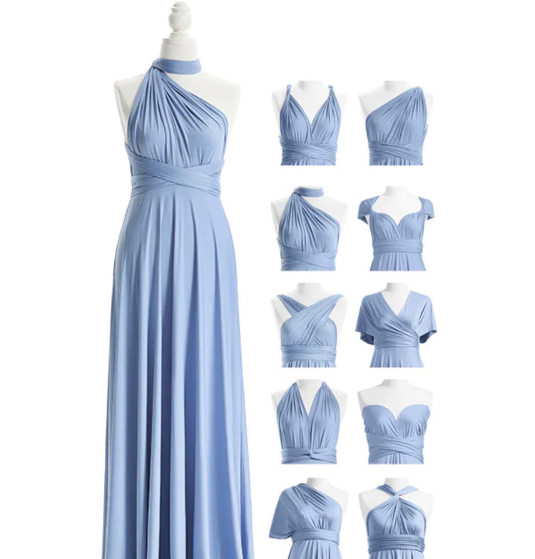 Convertible Tie Denim Midi Dress