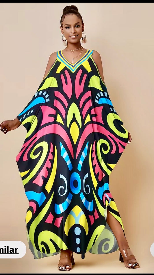 Cold Shoulder Caftan Dress