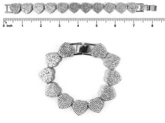 Silver Rhinestone Heart Bracelet