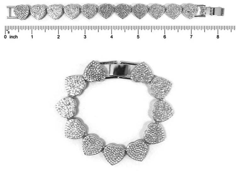 Silver Rhinestone Heart Bracelet