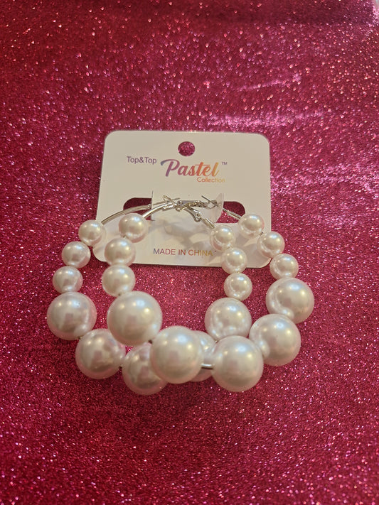 Classy Pearl Hoops