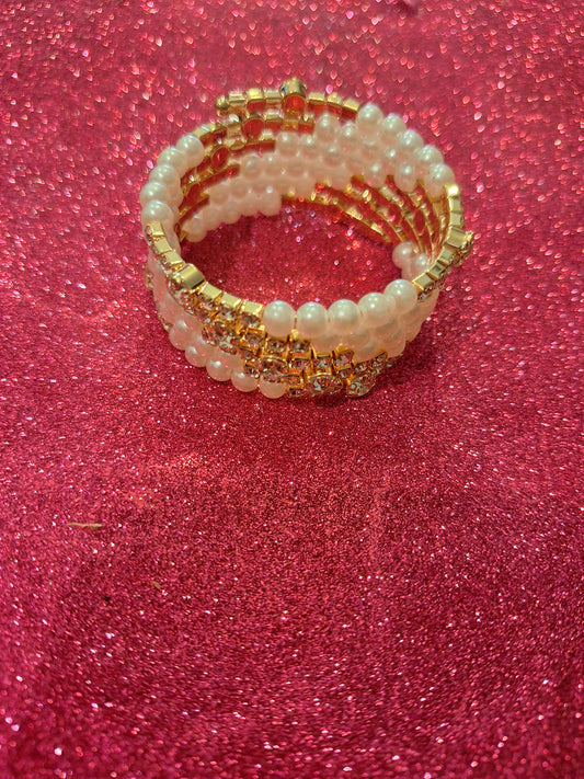 Wrap around Pearl With Bling Bracelet