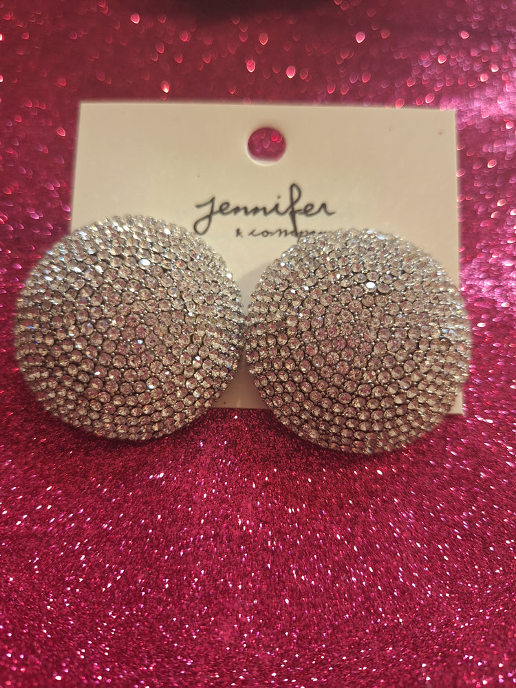 Rhinestone Round Stud Earrings