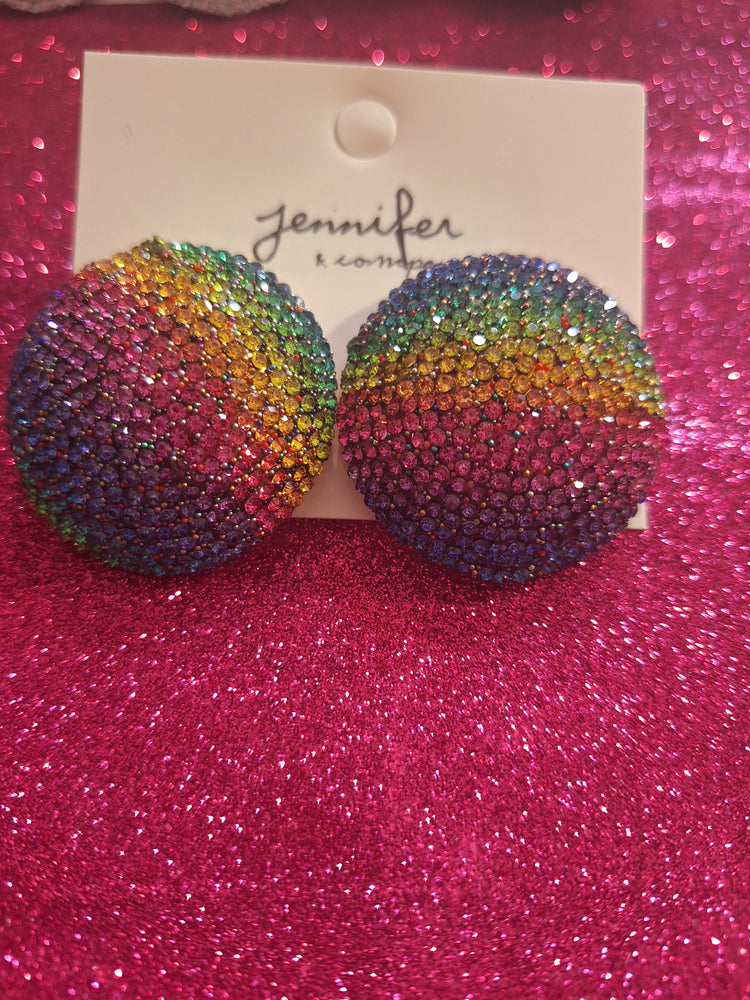 Rhinestone Round Stud Earrings