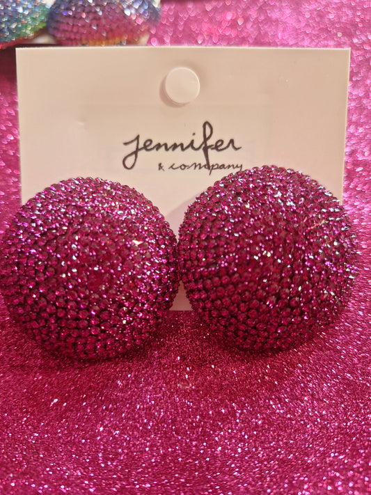 Rhinestone Round Stud  Clip on Earring