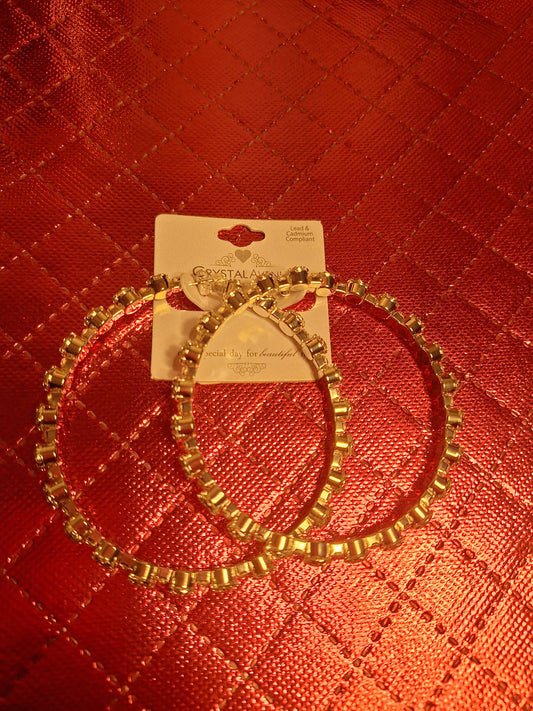 Large Rhinestone Hoop Earrings