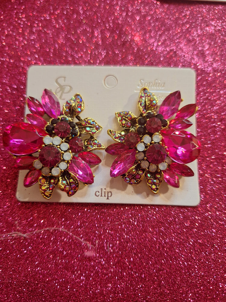 Dazzling Crystal Rhinestone Clip On Earrings