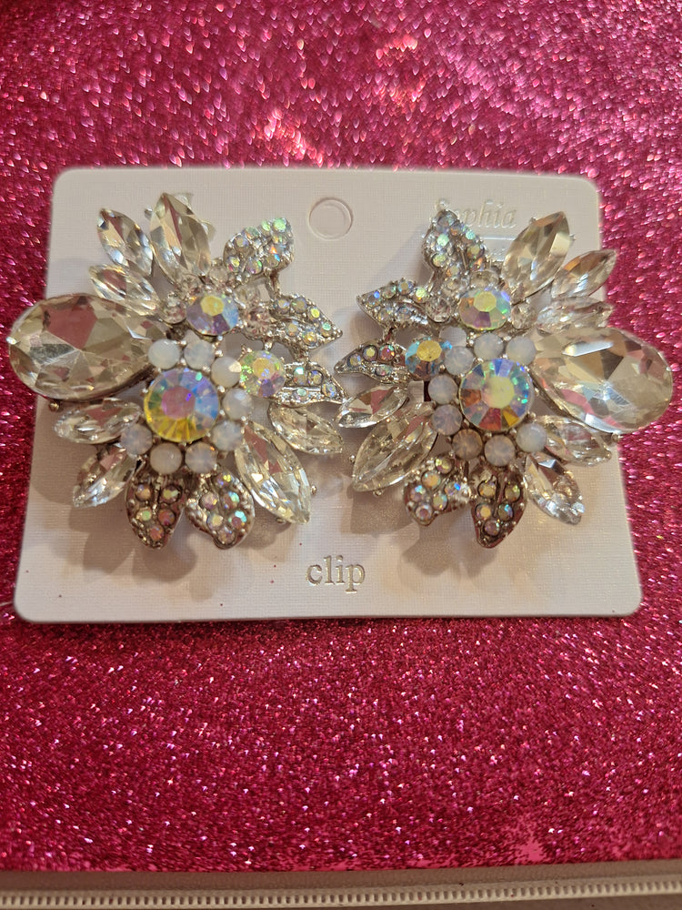 Dazzling Crystal Rhinestone Clip On Earrings