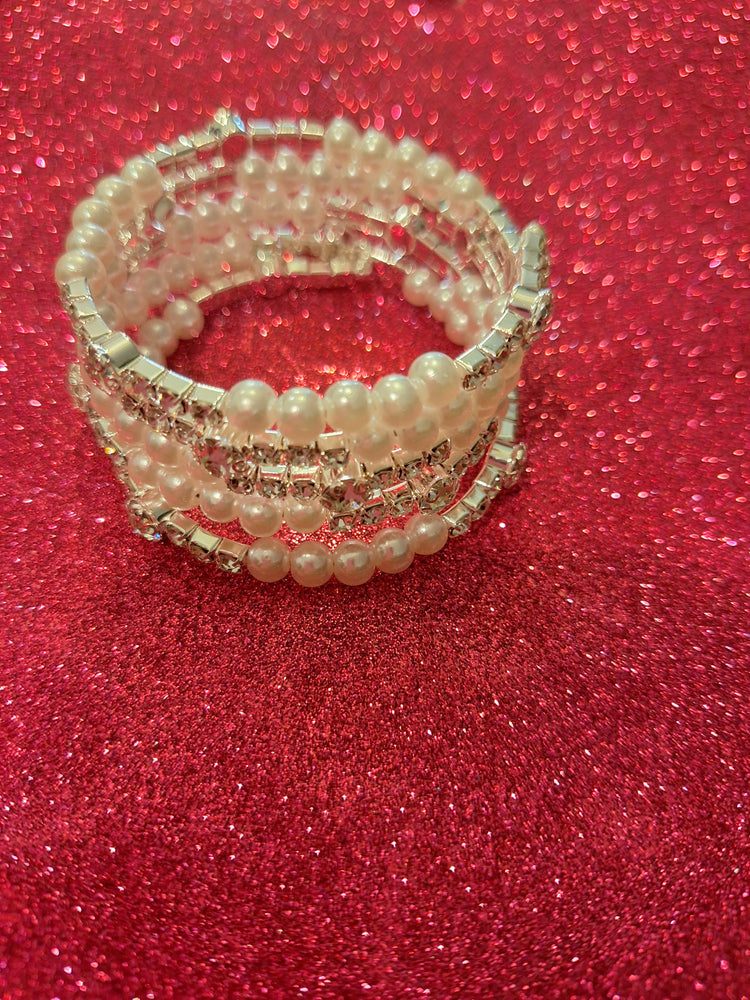 Wrap around Pearl With Bling Bracelet